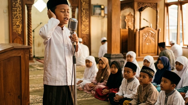 Pelaksanaan Didikan Subuh Santri TPA & Lomba Adzan Cilik Dusun 5